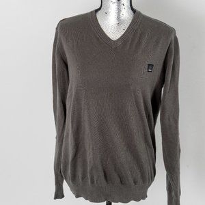 BENCH olive grey cotton crew neck sweater - Large